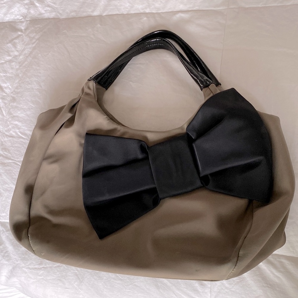 GUC Kate Spade handbag black and neutral dark beige color minor signs of use